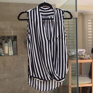 Zara high low striped wrap tank blouse